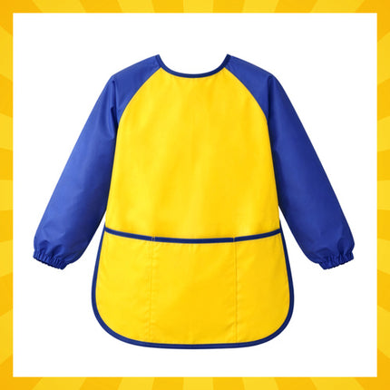 Kruzzel Kinder Schort Maat S - Waterdicht - Met Mouwen - Geel/Blauw