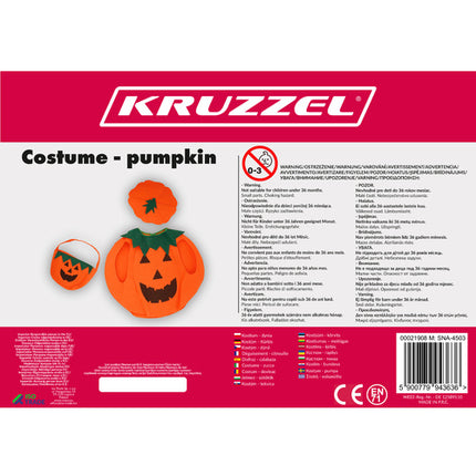 Kruzzel Pompoen Kostuumset - 3-Delig - Met Vest, Hoed & Snoepzak - Oranje