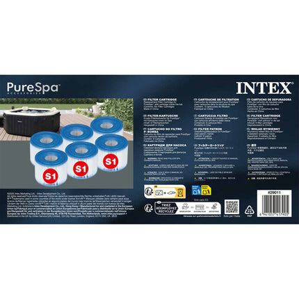 Intex 29011 S1 Jacuzzi Filter - 6 Stuks - Voor PureSpa