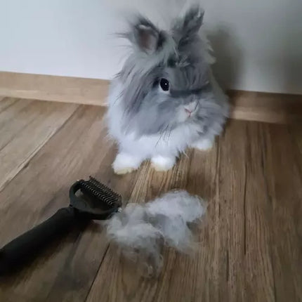 Purlov Dubbelzijdige Trimmer en Kam - Voor Honden en Katten - Zwart