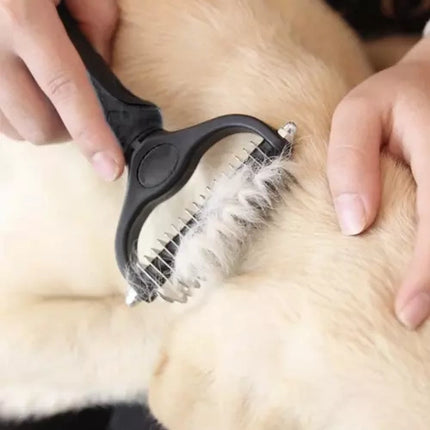 Purlov Dubbelzijdige Trimmer en Kam - Voor Honden en Katten - Zwart