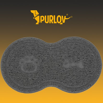 Purlov Voermat voor Huisdieren - Dubbel - 45 x 26 cm - Grijs - Antislip