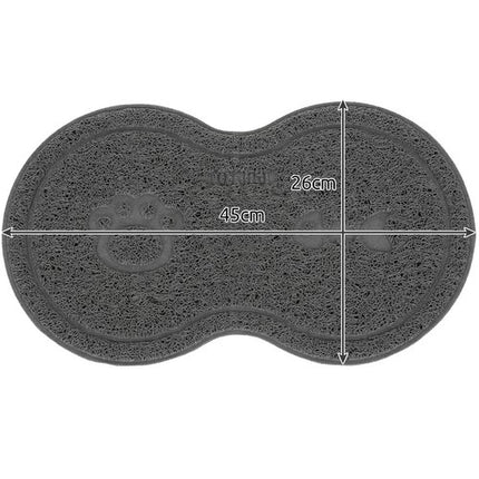 Purlov Voermat voor Huisdieren - Dubbel - 45 x 26 cm - Grijs - Antislip