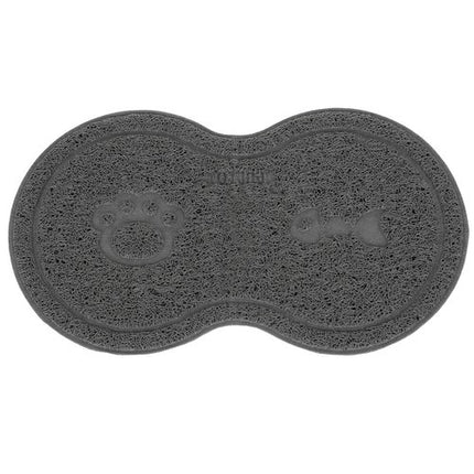 Purlov Voermat voor Huisdieren - Dubbel - 45 x 26 cm - Grijs - Antislip