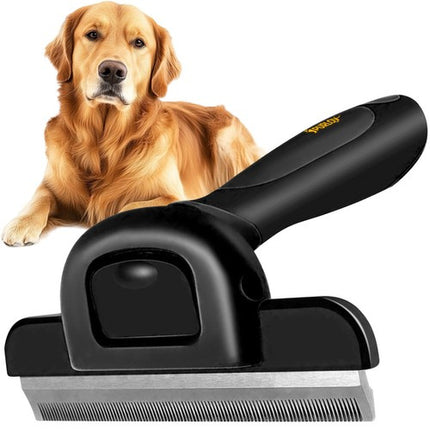 Purlov Ondervachtborstel - Voor Honden & Katten - Met Roestvrijstalen Blad - Zwart
