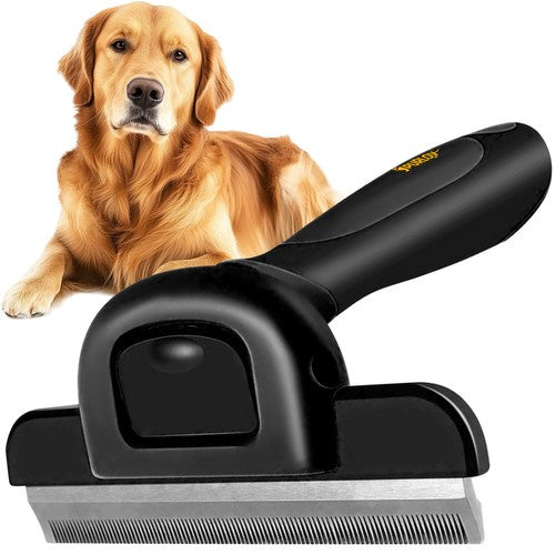 Purlov Ondervachtborstel - Voor Honden & Katten - Met Roestvrijstalen Blad - Zwart