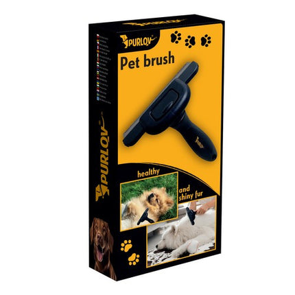 Purlov Ondervachtborstel - Voor Honden & Katten - Met Roestvrijstalen Blad - Zwart