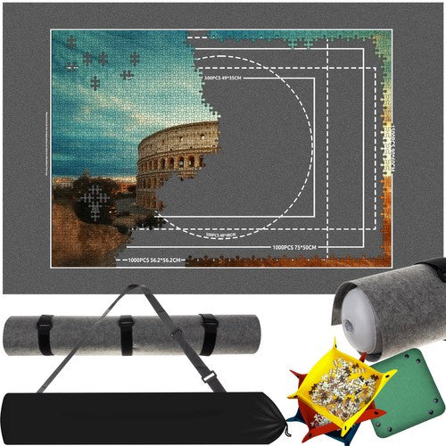 Malatec Puzzelmat - 115 x 67 cm - Inclusief Opbergkoker en Sorteerbakjes
