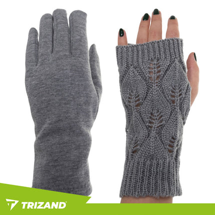 Trizand 26073 Touchscreen Handschoenen - Grijs - 2-in-1 Set