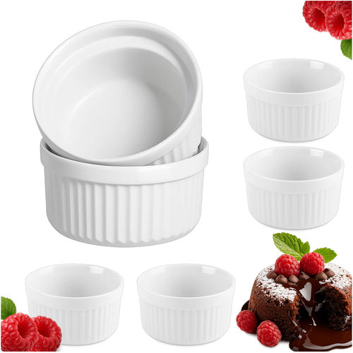 Ruhhy 25705 Keramische Ramekins - Ovenschaaltjes - 200 ml - Wit - 6 Stuks