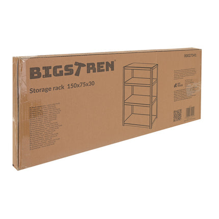 Bigstren Metalen Stellingkast - 150 x 75 x 30 cm - 4 Legborden - Zwart