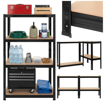 Bigstren Metalen Stellingkast - 150 x 75 x 30 cm - 4 Legborden - Zwart
