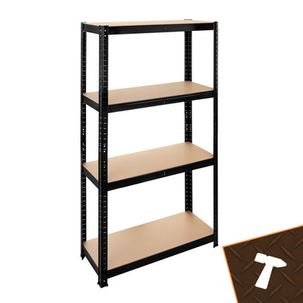 Bigstren Metalen Stellingkast - 150 x 75 x 30 cm - 4 Legborden - Zwart