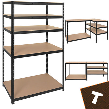 Bigstren Metalen Stellingkast - 180 x 100 x 60 cm - 5 Legborden - Zwart