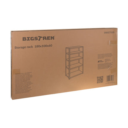 Bigstren Metalen Stellingkast - 180 x 100 x 60 cm - 5 Legborden - Zwart