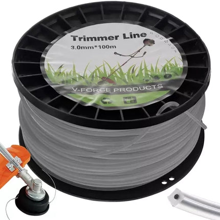 Bigstren Maaidraad voor Bosmaaier - 3 mm x 100 m - Vierkant - Zwart