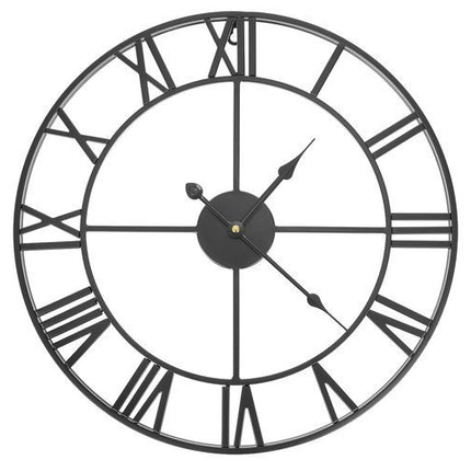 Ruhhy Retro Wandklok - 47 cm - Romeinse Cijfers - Metaal - Zwart