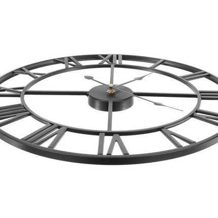 Ruhhy Retro Wandklok - 47 cm - Romeinse Cijfers - Metaal - Zwart