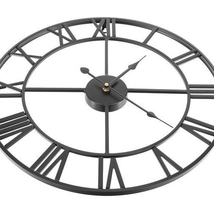 Ruhhy Retro Wandklok - 47 cm - Romeinse Cijfers - Metaal - Zwart