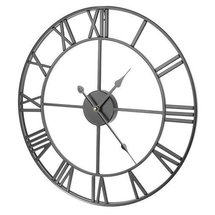 Ruhhy Retro Wandklok - 47 cm - Romeinse Cijfers - Metaal - Zwart