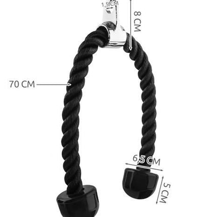 Trizand Triceps Touw - 70 cm - Voor Kabelstation - Zwart