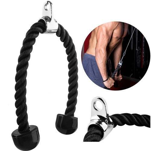Trizand Triceps Touw - 70 cm - Voor Kabelstation - Zwart