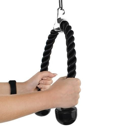 Trizand Triceps Touw - 70 cm - Voor Kabelstation - Zwart