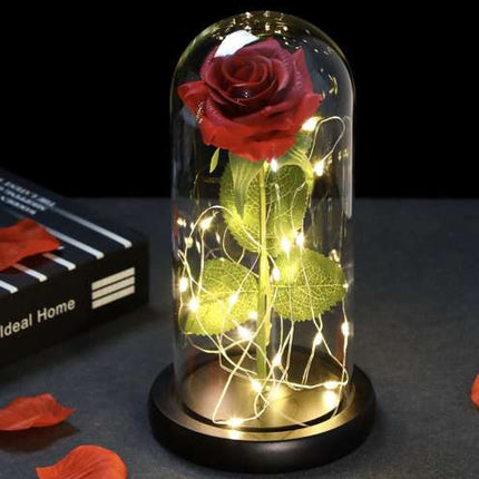 Malatec Eeuwige Roos in Glas met LED - Cadeauverpakking - Warm Wit