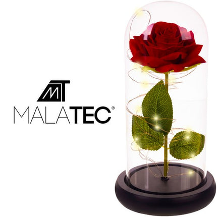Malatec Eeuwige Roos in Glas met LED - Cadeauverpakking - Warm Wit
