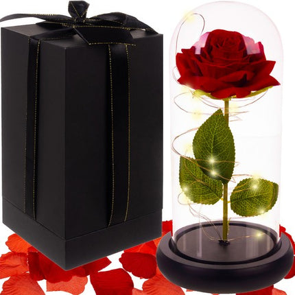 Malatec Eeuwige Roos in Glas met LED - Cadeauverpakking - Warm Wit