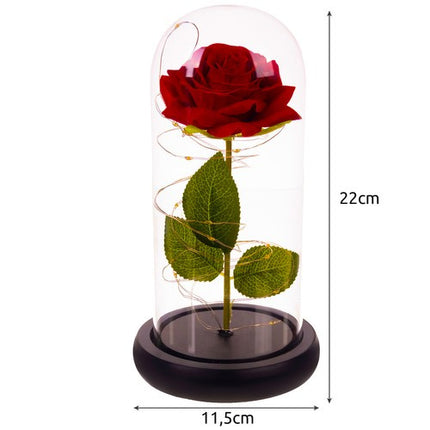 Malatec Eeuwige Roos in Glas met LED - Cadeauverpakking - Warm Wit
