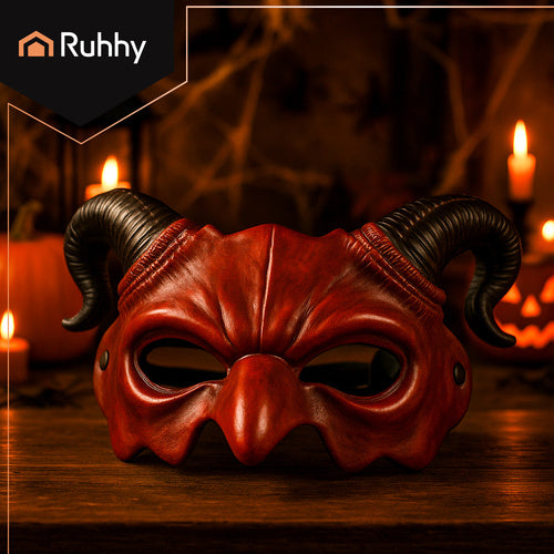Ruhhy Demon/Duivel Masker - Halloween Verkleedmasker - Rood/Zwart