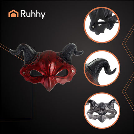 Ruhhy Demon/Duivel Masker - Halloween Verkleedmasker - Rood/Zwart