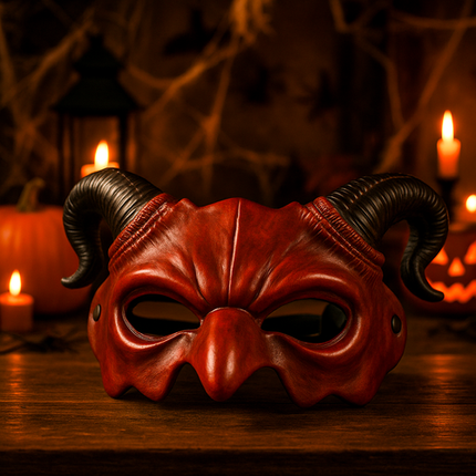 Ruhhy Demon/Duivel Masker - Halloween Verkleedmasker - Rood/Zwart