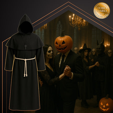 Ruhhy Monnik Kostuum - Halloween Verkleedkleding - Maat L - Zwart