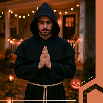 Ruhhy Monnik Kostuum - Halloween Verkleedkleding - Maat L - Zwart