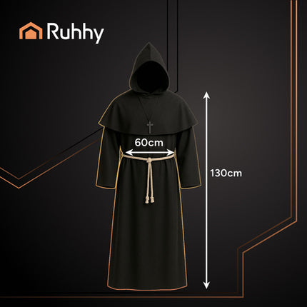 Ruhhy Monnik Kostuum - Halloween Verkleedkleding - Maat L - Zwart