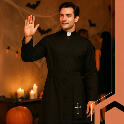 Ruhhy Priester Kostuum - Halloween Verkleedkleding - Maat XL/XXL - Zwart