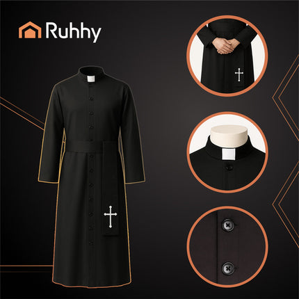 Ruhhy Priester Kostuum - Halloween Verkleedkleding - Maat XL/XXL - Zwart