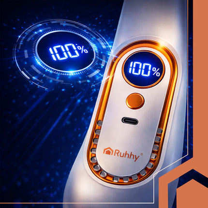Ruhhy Nekventilator - Draadloos - 5 Snelheden - Met LED-Display - Wit/Goud