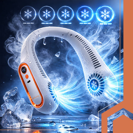 Ruhhy Nekventilator - Draadloos - 5 Snelheden - Met LED-Display - Wit/Goud