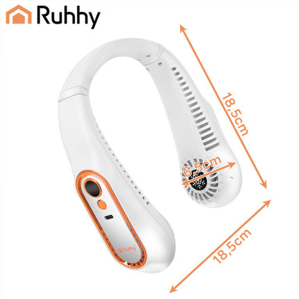 Ruhhy Nekventilator - Draadloos - 5 Snelheden - Met LED-Display - Wit/Goud