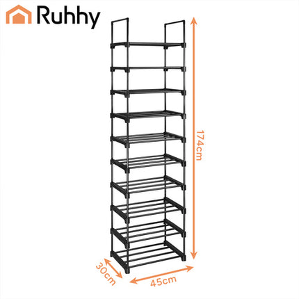 Ruhhy Schoenenrek - 10 Niveaus - Voor 20 Paren - 174 cm - Zwart