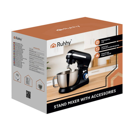 Ruhhy Planetaire Keukenmachine - 1000W - 4,5L RVS Kom - Zwart