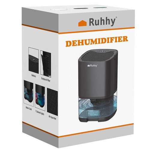 Ruhhy Luchtontvochtiger - 1000ml - Met RGB Verlichting - Zwart