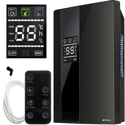 Ruhhy Luchtontvochtiger - 1800ml - Met Hygrostaat & Timer - Zwart