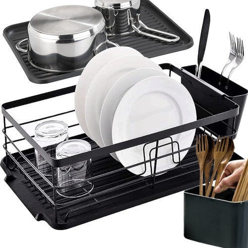 Ruhhy 21992 Zwart Afdruiprek met Lekschaal - Loft Design - 44 x 31,5 cm