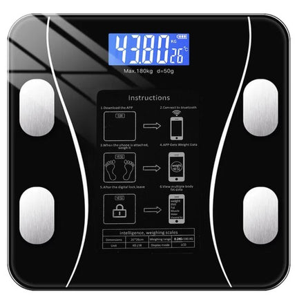 Ruhhy Analytische Badkamerweegschaal - Smart - 180 kg - Zwart