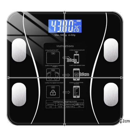 Ruhhy Analytische Badkamerweegschaal - Smart - 180 kg - Zwart