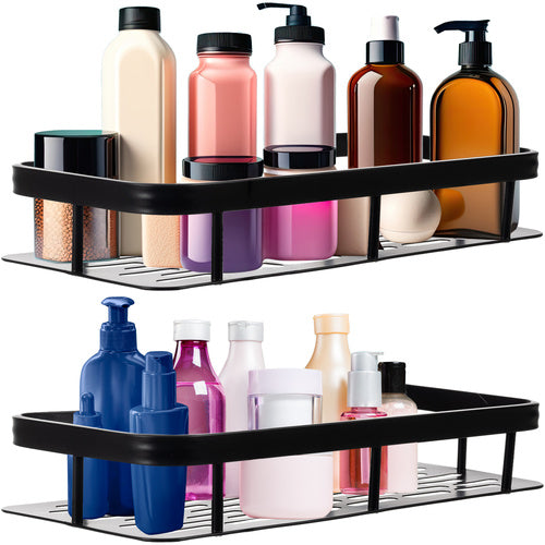Ruhhy Badkamerrek - Wandplank - Set van 2 - Aluminium - Zwart